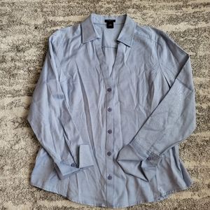 Ann Taylor Womens Shirt Light Blue Button Up Long Sleeve